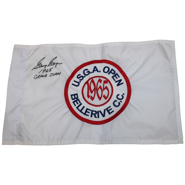 Gary Player Signed 1965 US Open at Bellerive CC Embroidered Circle Logo Commemorative Flag JSA ALOA