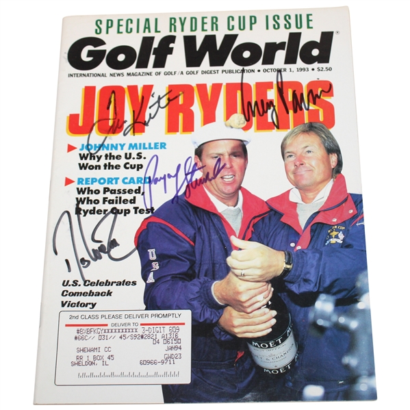 Payne, Kite, Love & Pavin Signed 1993 Golf World Ryder Cup Magazine JSA ALOA