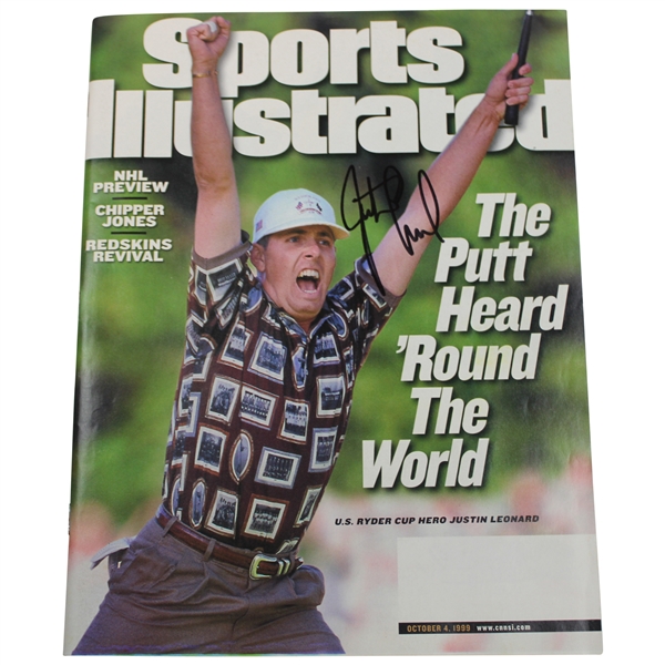 Justin Leonard Signed 1999 Sports Illustrated Ryder Cup Magazine JSA ALOA