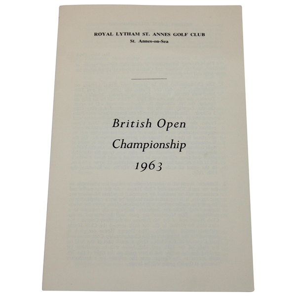 1963 Open Championship at Royal Lytham St Annes Membership Pamphlet 