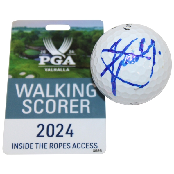 Xander Schauffele Personal Signed/Used Ball from 2024 PGA Championship w/Walking Scorer Badge JSA ALOA