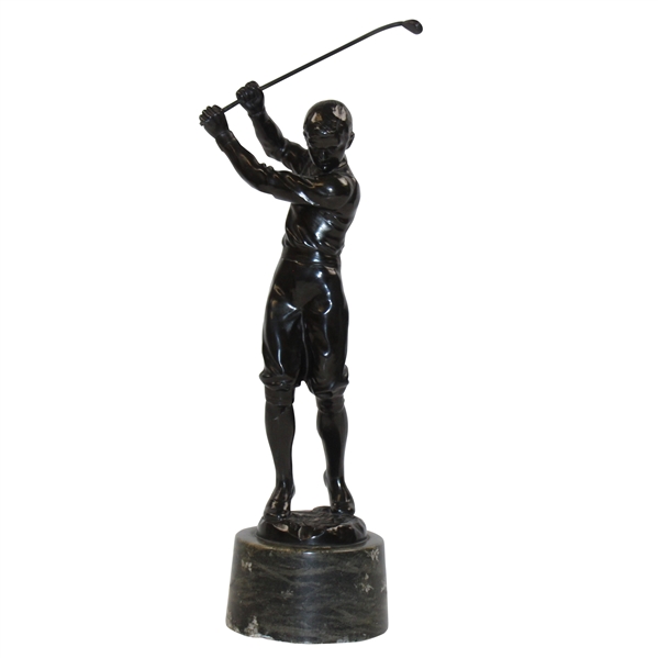 c.1910 Bronze Patina Spelter Boy Golfer Statue