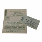 Jerry Travers 1940 Raffle Ticket For Original Used Mid Iron & Unused Signature Golf Ball Order Postcard From Estate 