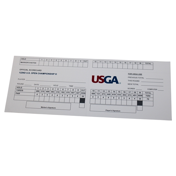 2022 US Open at The Country Club Official Scorecard