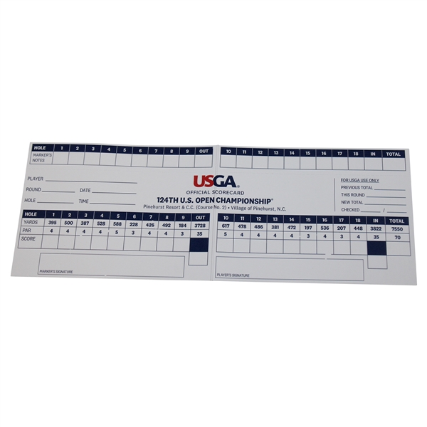 Official 2024 US Open at Pinehurst No. 2 Contestant Scorecard - Unused
