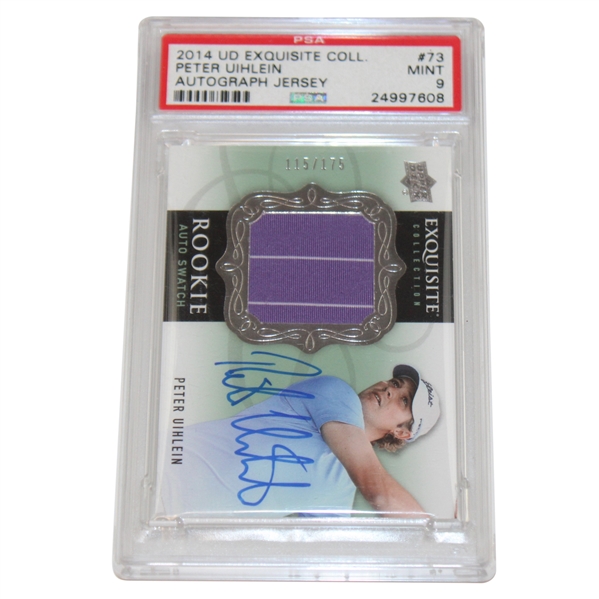 Peter Uihlein Signed 2014 Upper Deck Exquisite Collection Rookie Auto Swatch Card #73 MINT-9 PSA