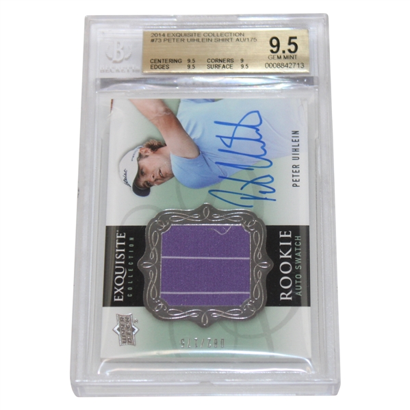 Peter Uihlein Signed 2014 Upper Deck Exquisite Collection Rookie Auto Swatch Card #73 MINT-9 Beckett