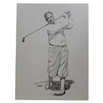 Original Bobby Jones Post Swing Sketch by Artist Robert Fletcher