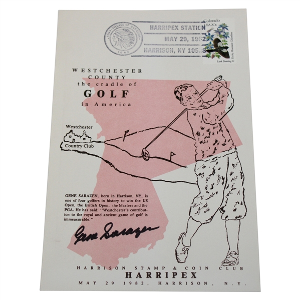 Gene Sarazen Signed 1982 "The Cradle of Golf in America" Westchester County NY Card JSA ALOA