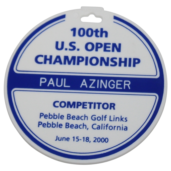 Paul Azingers 2000 US Open at Pebble Beach Competitor Bag Tag