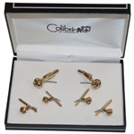 Paul Azingers Colibri of London Gold Tone Cufflinks & Clips Set in Box