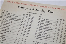 1966 Masters Tournament Sunday Final Rd Pairing Sheet - Jack Nicklaus Winner