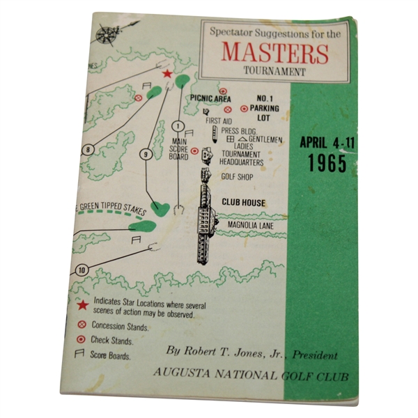 1965 Masters Tournament Spectator Guide - Jack Nicklaus Winner