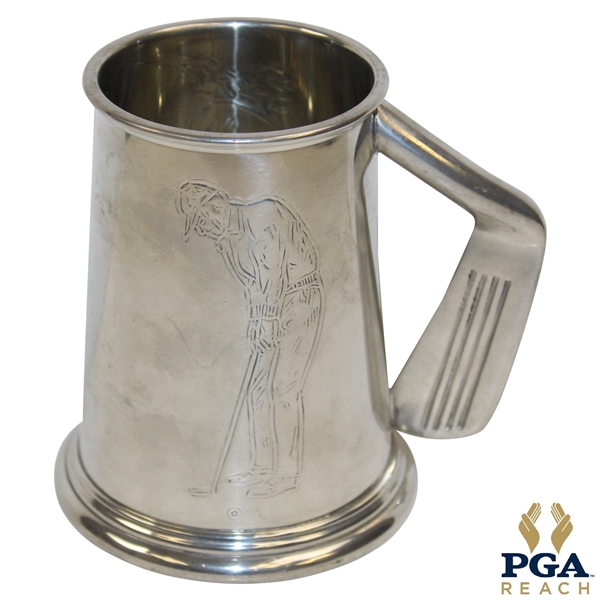 Classic Golfers Themed Pewter Tankard with Golf Club Handle