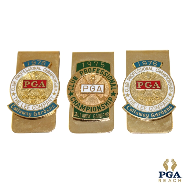 1975 & Two (2) 1976 PGA Club Professional Championship at Callaway Gardens Clips/Badges