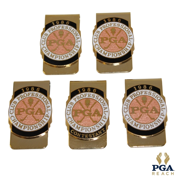 Five (5) 1986 PGA Club Professional Championship Clips/Badges - One Contestant