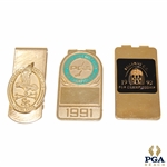 1990, 1991 & 1992 PGA Championship Money Clips - Shoal Creek/Crooked Stick/Bellerive