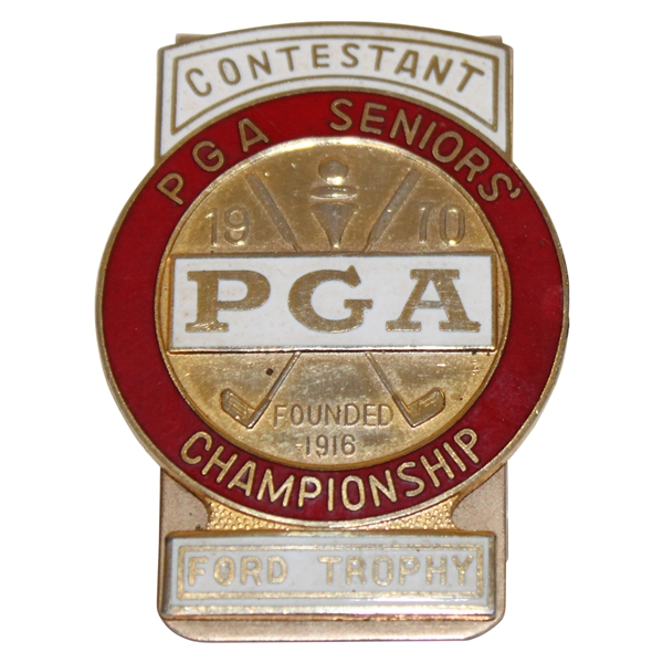 1970 PGA Seniors Championship Ford Trophy Contestant Badge/Clip - Snead Win