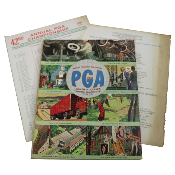 1960 PGA Championship at Firestone CC Official Program w/Pairing Sheets