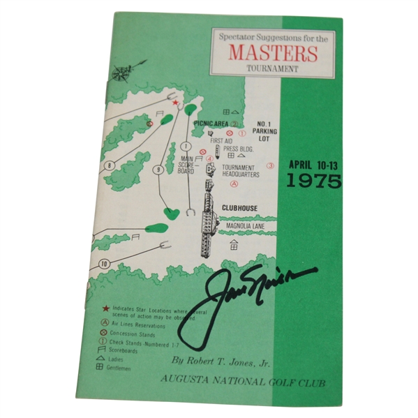 Jack Nicklaus Signed 1975 Masters Tournament Spectator Guide JSA ALOA