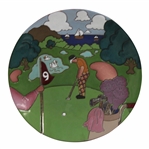 Golfer Putting On The 9th Hole Hand Painted Ceramic Plate/Tray By Judy Miller