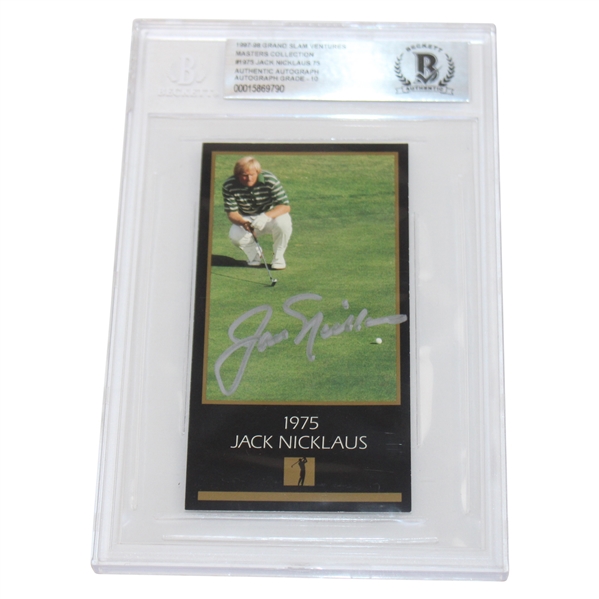 Jack Nicklaus Signed 1997-1998 Champions of Golf 1975 Masters Collection Golf Card AUTO Grade 10