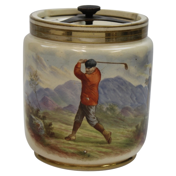 c.1901 Taylor Tunnicliff & Co. Golf Scene Tobacco Jar