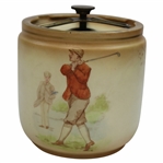 c.1900 S.Fielding & Co. English Earthenware Golf Scene Tobacco Jar 