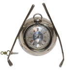 Henry Touchon Silver Pocket Watch on Silver Golf Ball & Club Display