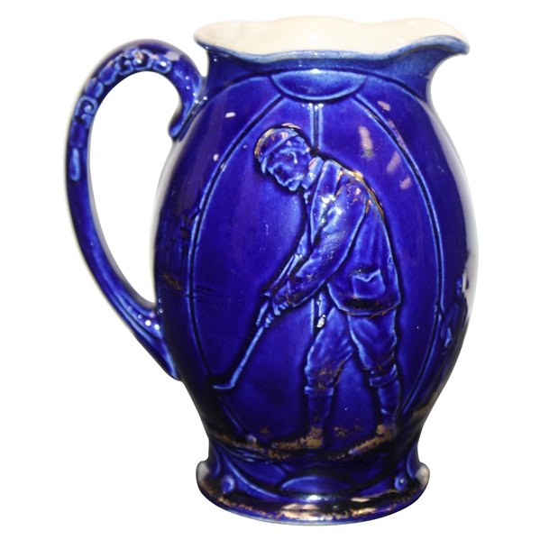 Blue Ceramic Golfer Theme Pitcher Made In England