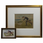 Original Not Lost But Gone Before Framed Golf Cartoon Watercolor w/Collectors Card By Artist Cynicus