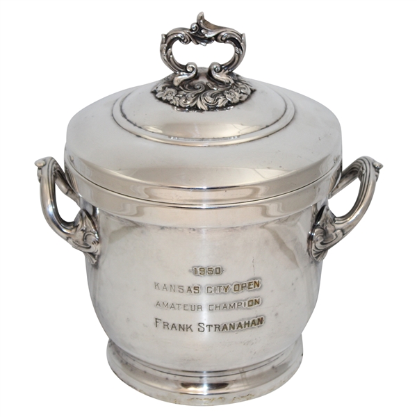 Frank Stranahans 1950 Kansas City Open Low Amateur Sterling Plated Ice Bucket