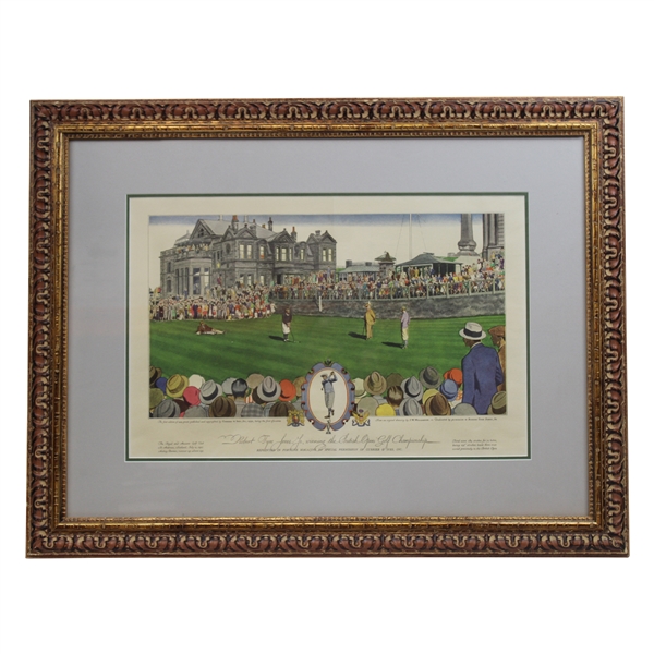 Bobby Jones Winning the British Open at St. Andrews Ltd Ed Currier & Ives Print - Framed