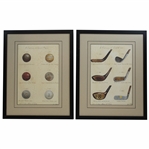 Century of Golf Balls & Century of Golf Clubs Dual Framed AP Ltd Ed 15/25 Prints by Artist Arnie Fisk