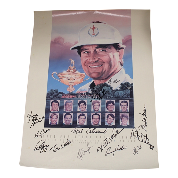 1989 US Ryder Cup at The Belfry Team Signed Poster Including Payne Stewart JSA ALOA