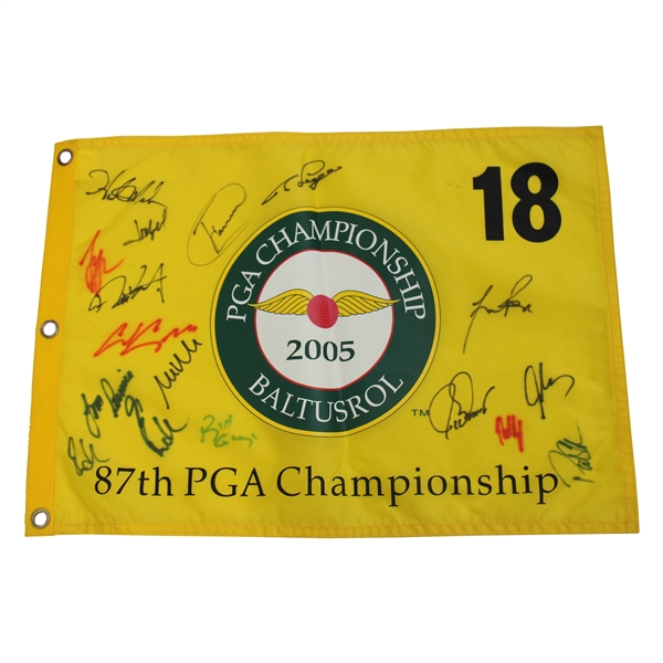 Multi-Signed 2005 PGA Championship at Baltusrol Screen Flag - Signed by 17 JSA ALOA