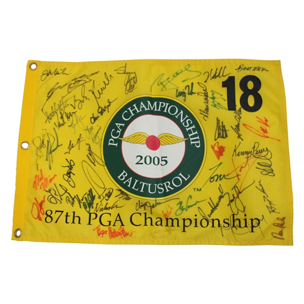 Multi-Signed 2005 PGA Championship at Baltusrol Screen Flag - Signed by 40+ JSA ALOA