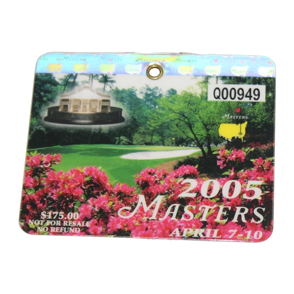 2005 Masters Tournament SERIES Badge #Q00949 - Tigers 4th Win & Jacks Final Masters