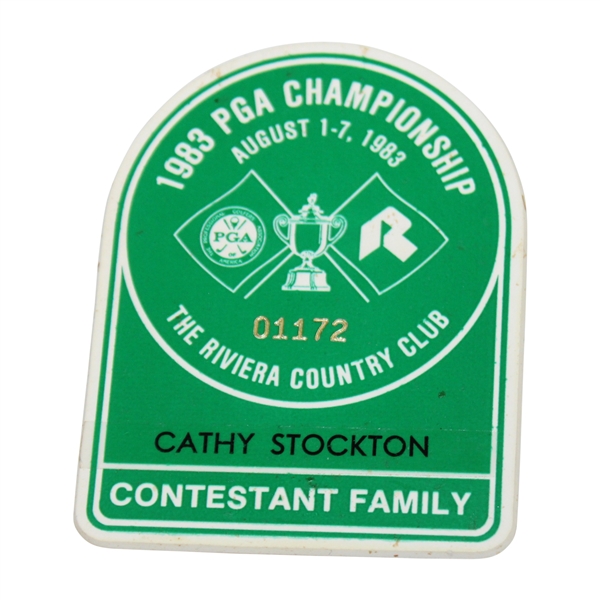 1983 PGA Championship at Riviera Contestant Family Badge Cathy Stockton