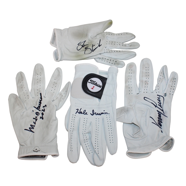 Stricker, OMeara, Irwin & Perry Signed Tournament Used Gloves JSA ALOA