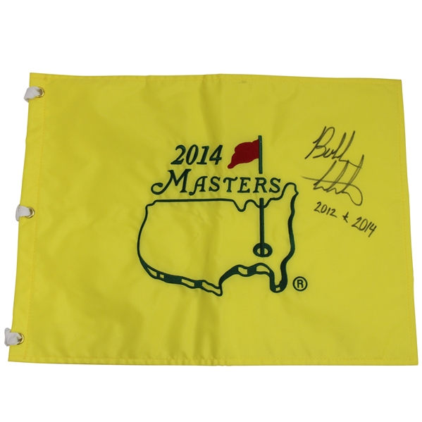 Bubba Watson Signed 2014 Masters Embroidered Flag w/2012 & 2014 Notation JSA ALOA