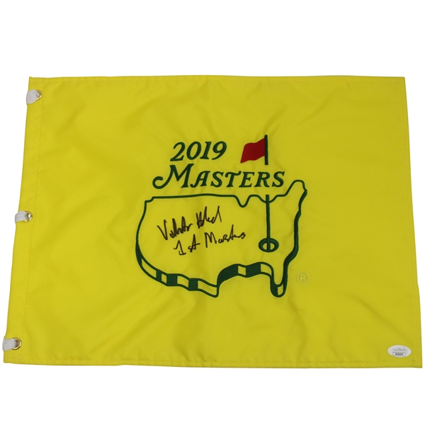 Viktor Hovland Signed 2019 Masters Embroidered Flag w/1st Masters Notation JSA #HH26543