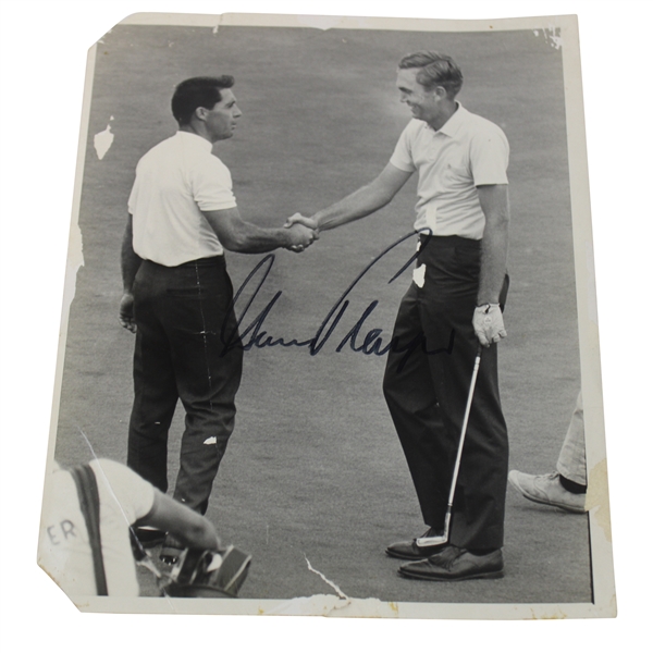 Gary Player Signed 1966 Beacon Journal Photo Shaking Hands - July 24th JSA ALOA