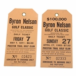 1969 & 1971 Byron Nelson Classic Tickets - Sunday & Friday - Devlin & Nicklaus Winners