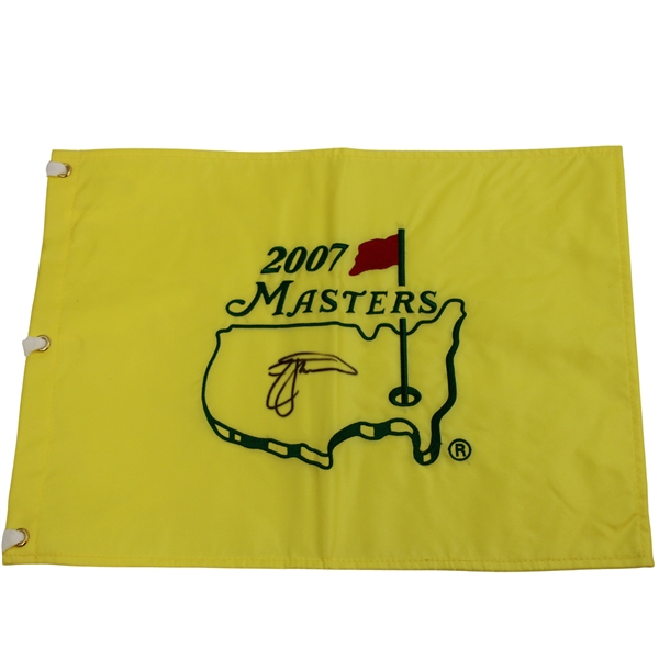 Zach Johnson Signed 2007 Masters Tournament Embroidered Flag JSA ALOA