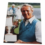 Arnold Palmer Signed Photo Holding The Senior PGA Championship Trophy JSA ALOA