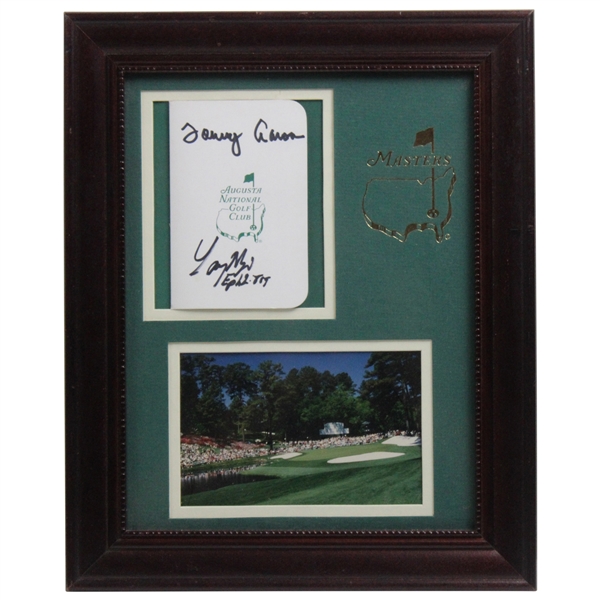 Tommy Aaron & Larry Mize Signed Augusta National Scorecard Framed Display JSA ALOA