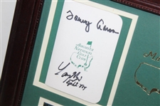 Tommy Aaron & Larry Mize Signed Augusta National Scorecard Framed Display JSA ALOA