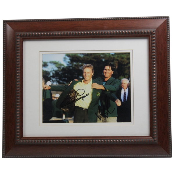 Bernhard Langer & Fred Couples Signed Green Jacket Ceremony Photo - Framed JSA ALOA