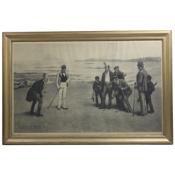 1899 Golfers on the Green Fine Art Society Original Print by J.C. Dollman - Framed